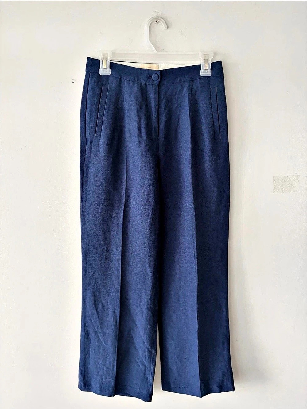 Sézane The Wide Leg Trousers Wide Leg Linen Blend Pants in Blue Size 36